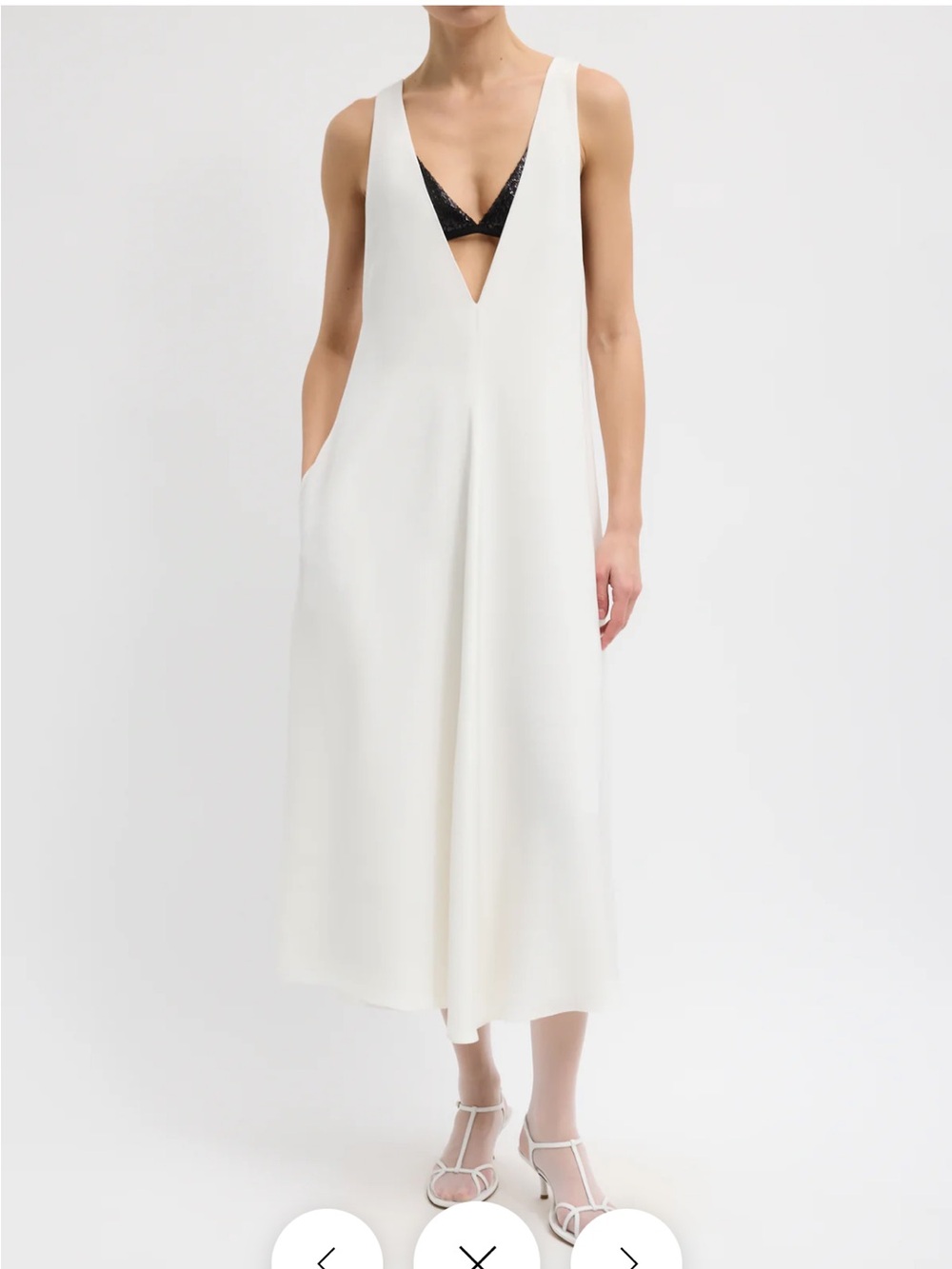 Tibi White Sleeveless V-Neck Maxi Dress